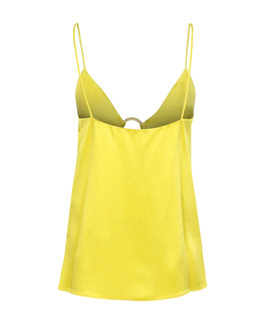 Stella Mccartney Cut-out Detailed Sleeveless Satin Vest In Yellow