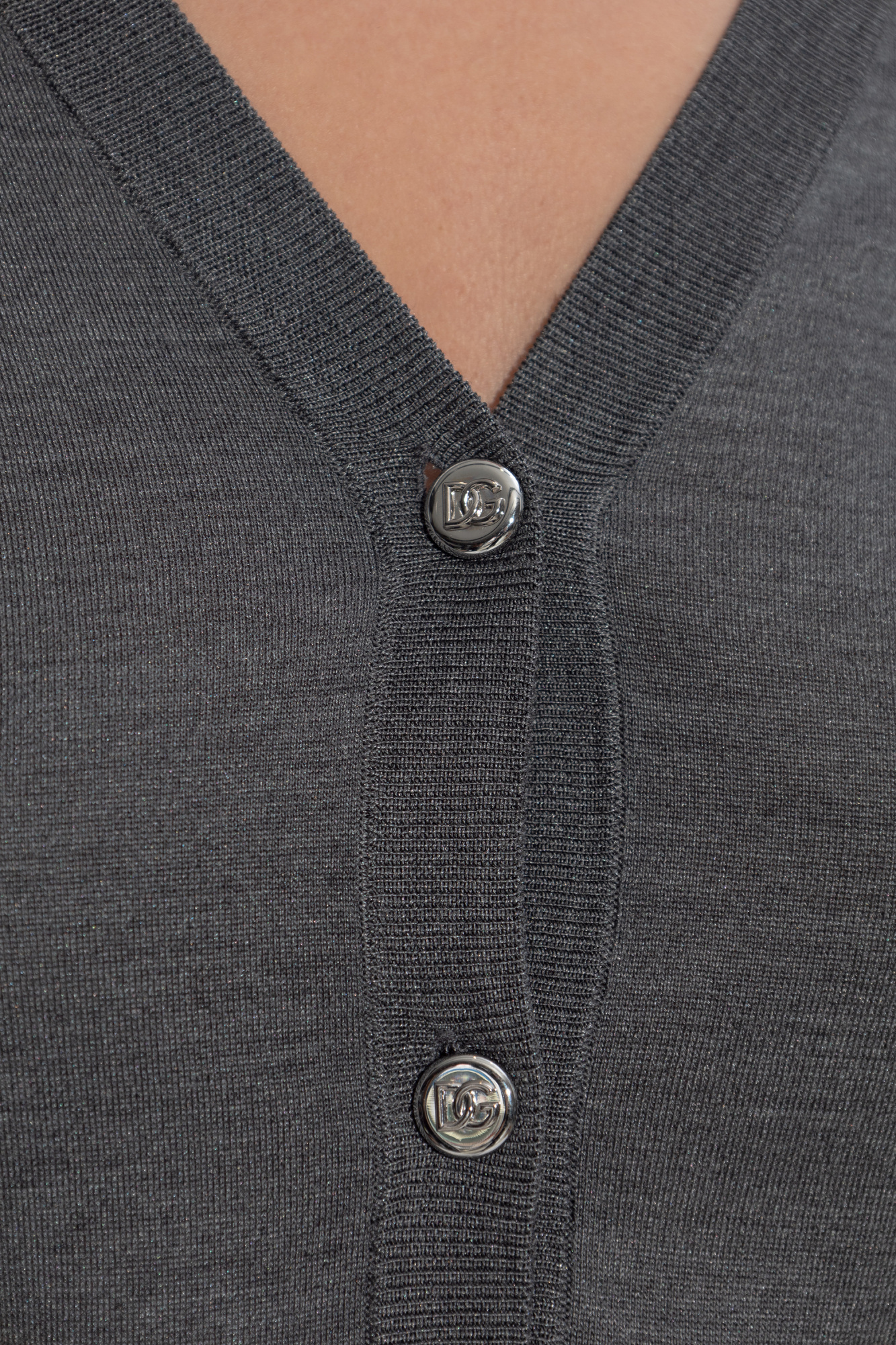 Dolce & Gabbana Gray Wool Button Down Cardigan Sweater In Black