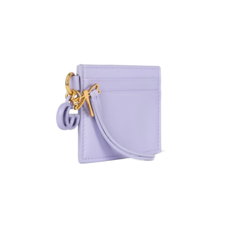 Gucci Card Case With Double G And Dragonfly Charm In Blue