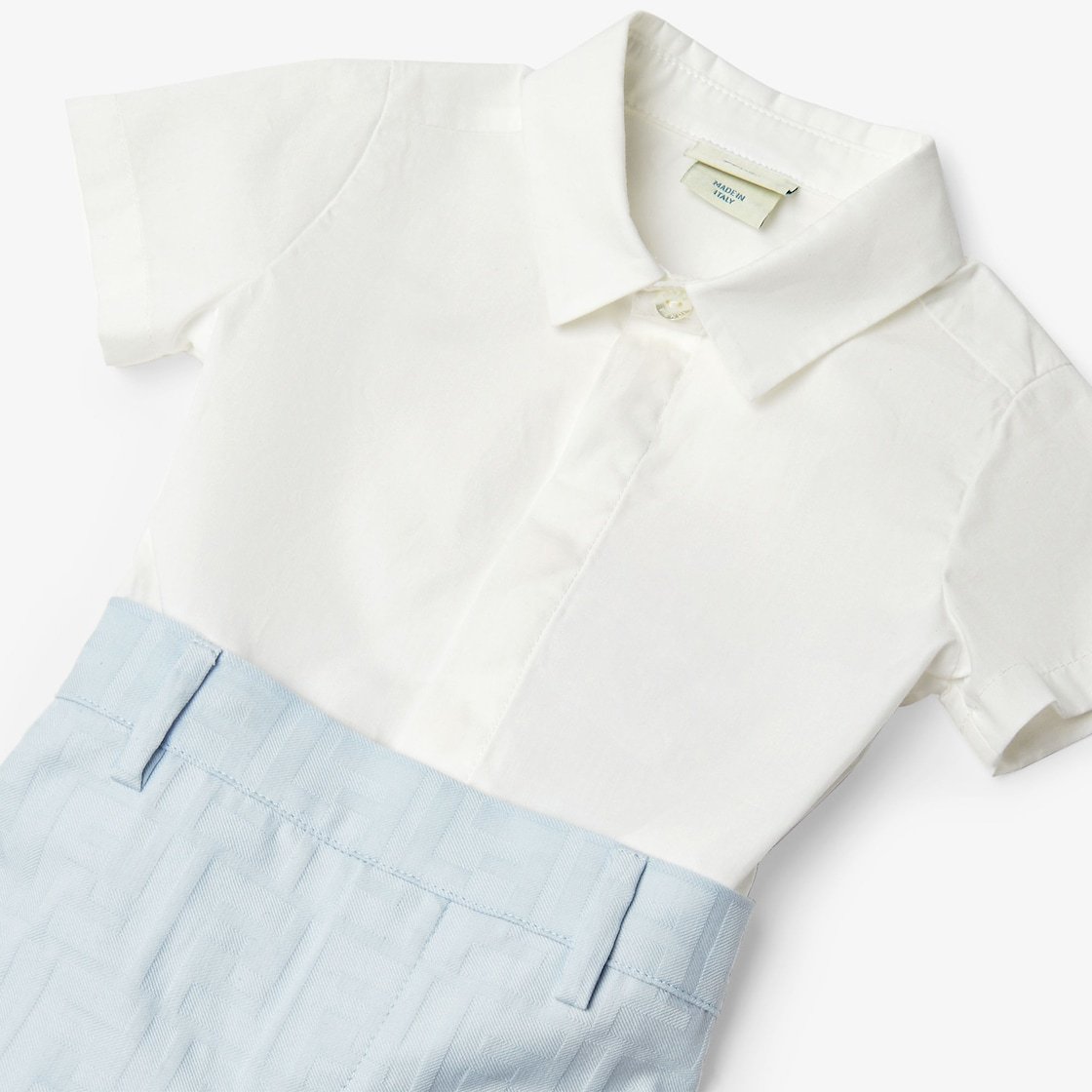 Fendi Light Blue Suit For Baby Boy With Ff In White