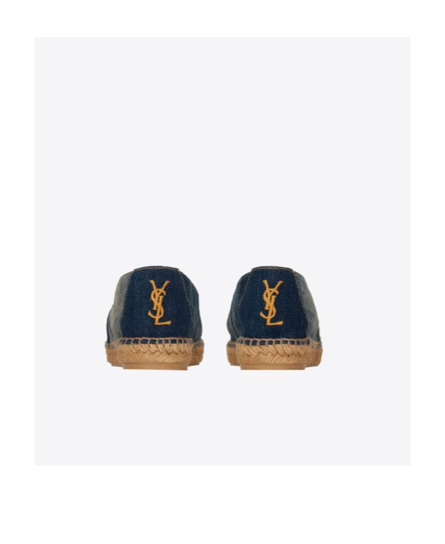 Saint Laurent Logo-embroidered Denim Espadrilles In Blue