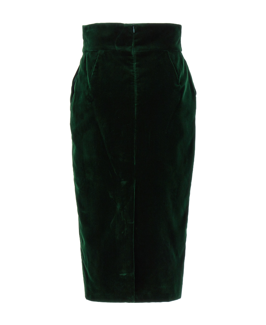 Alexandre Vauthier Velvet Knee-length Pencil Skirt With High Waist In Black