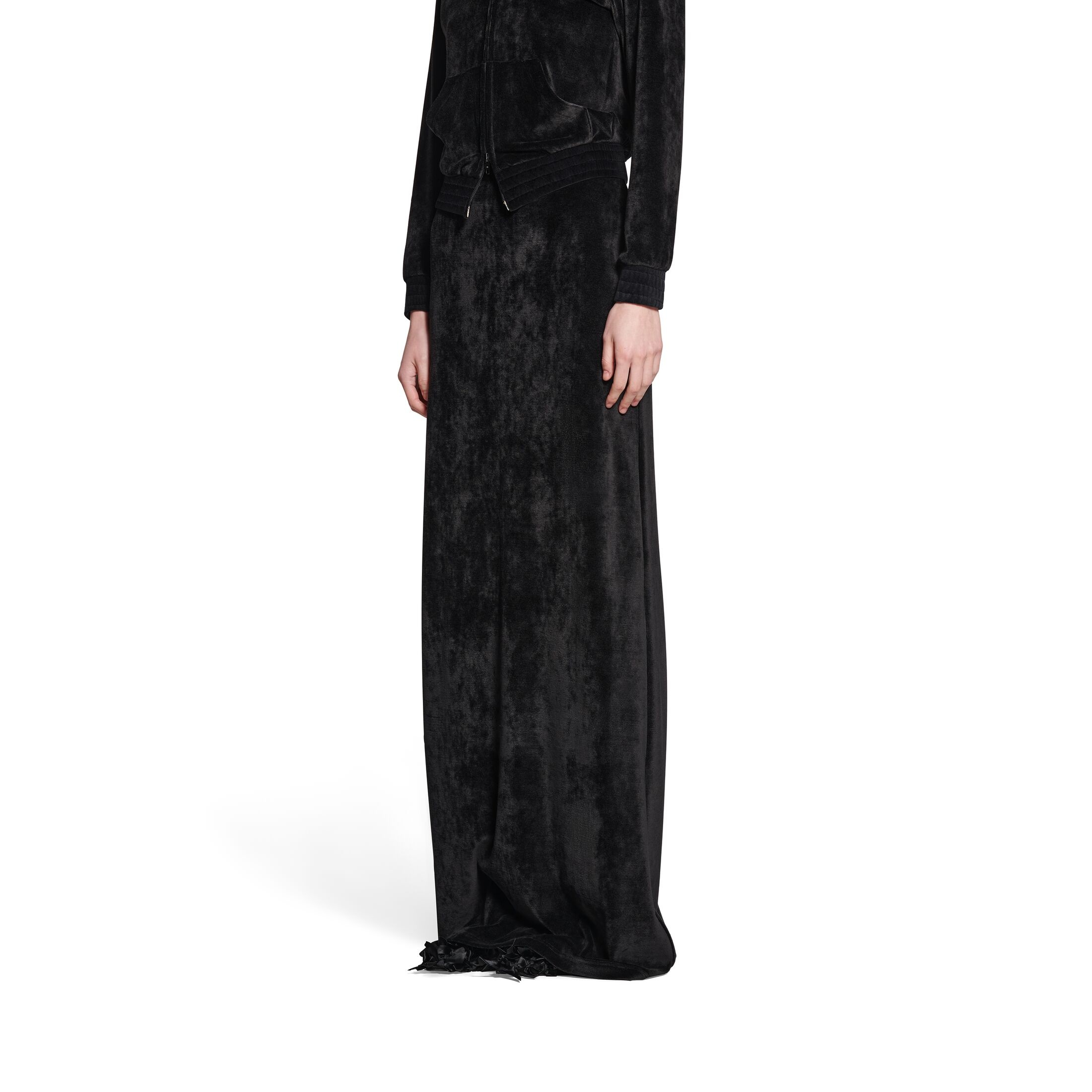 Balenciaga Velvet-effect High-waisted Skirt In Black