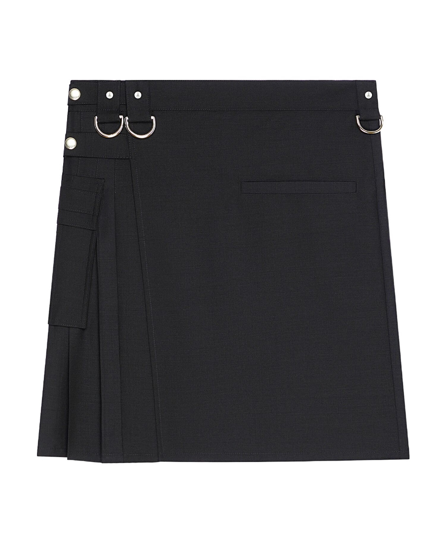 Givenchy Jupe Kilt En Laine Et Mohair In Black