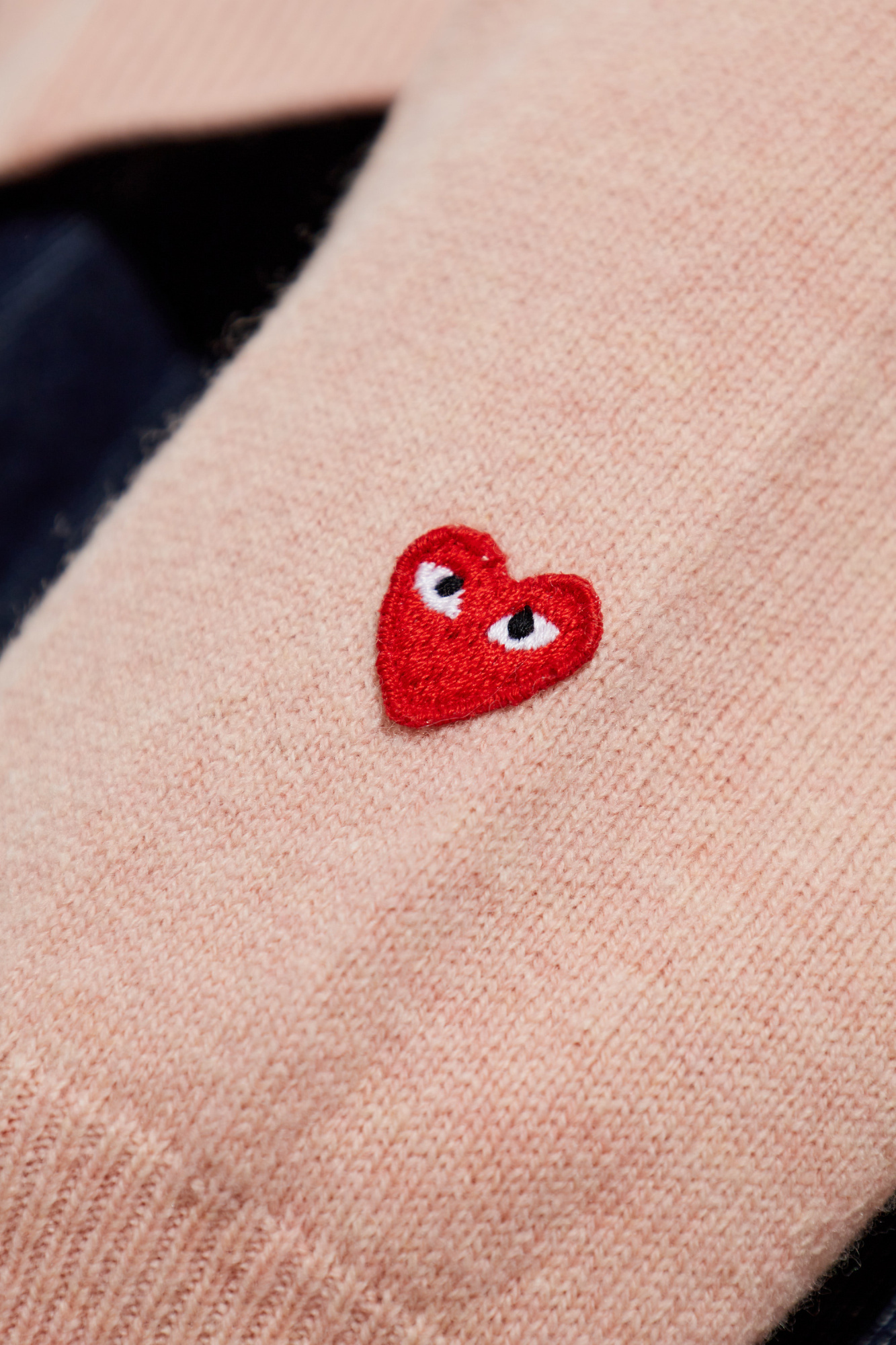 Comme Des Garçons Play Heart-patch Knitted Wool Cardigan In Pink