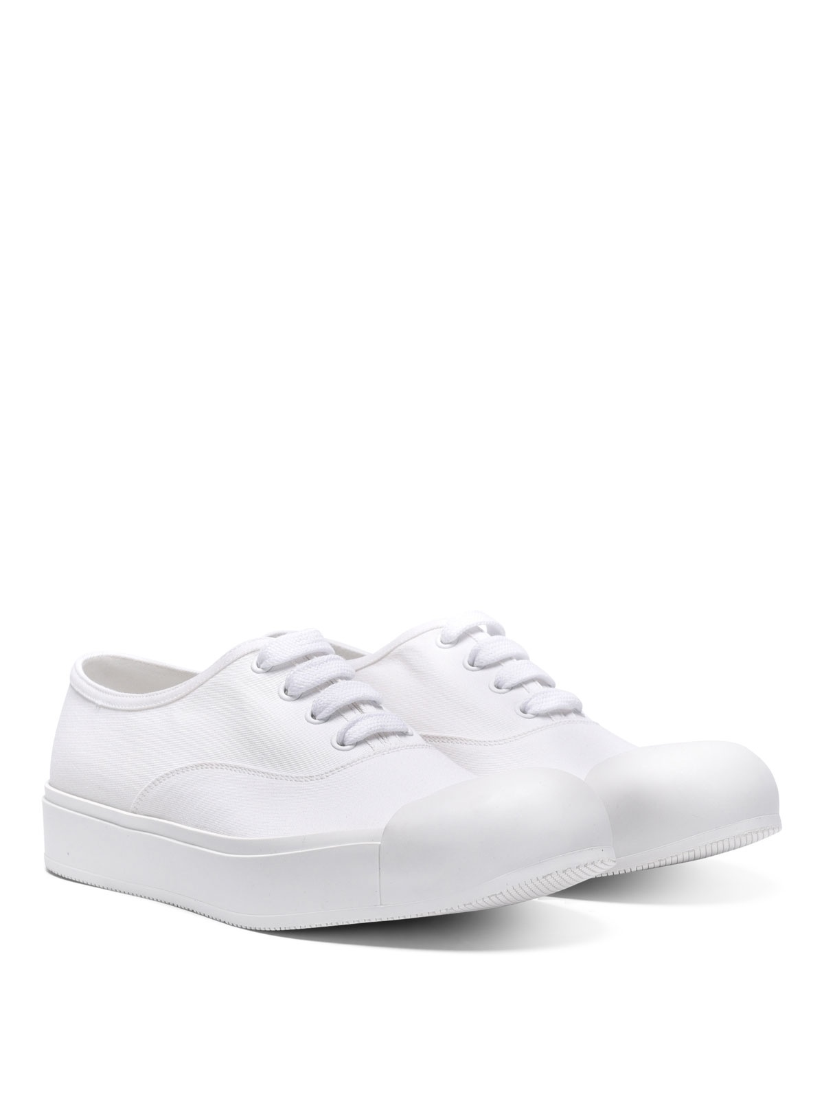 Prada Strap-up Casual Sneakers In White