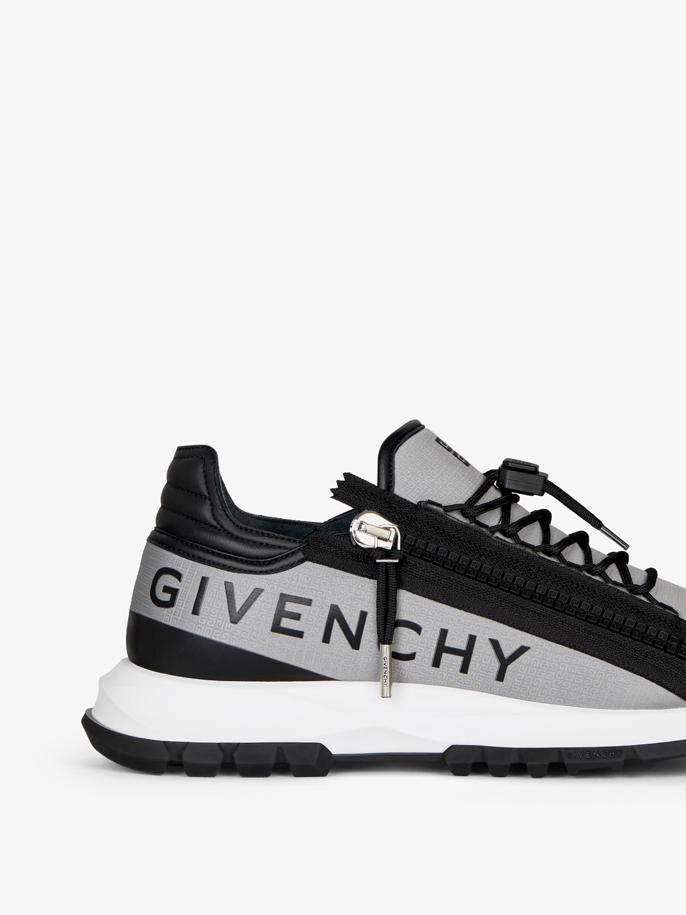 Givenchy Spectre Runner Sneakers In 4g Synthetic Fiber With Zip In Grey Black