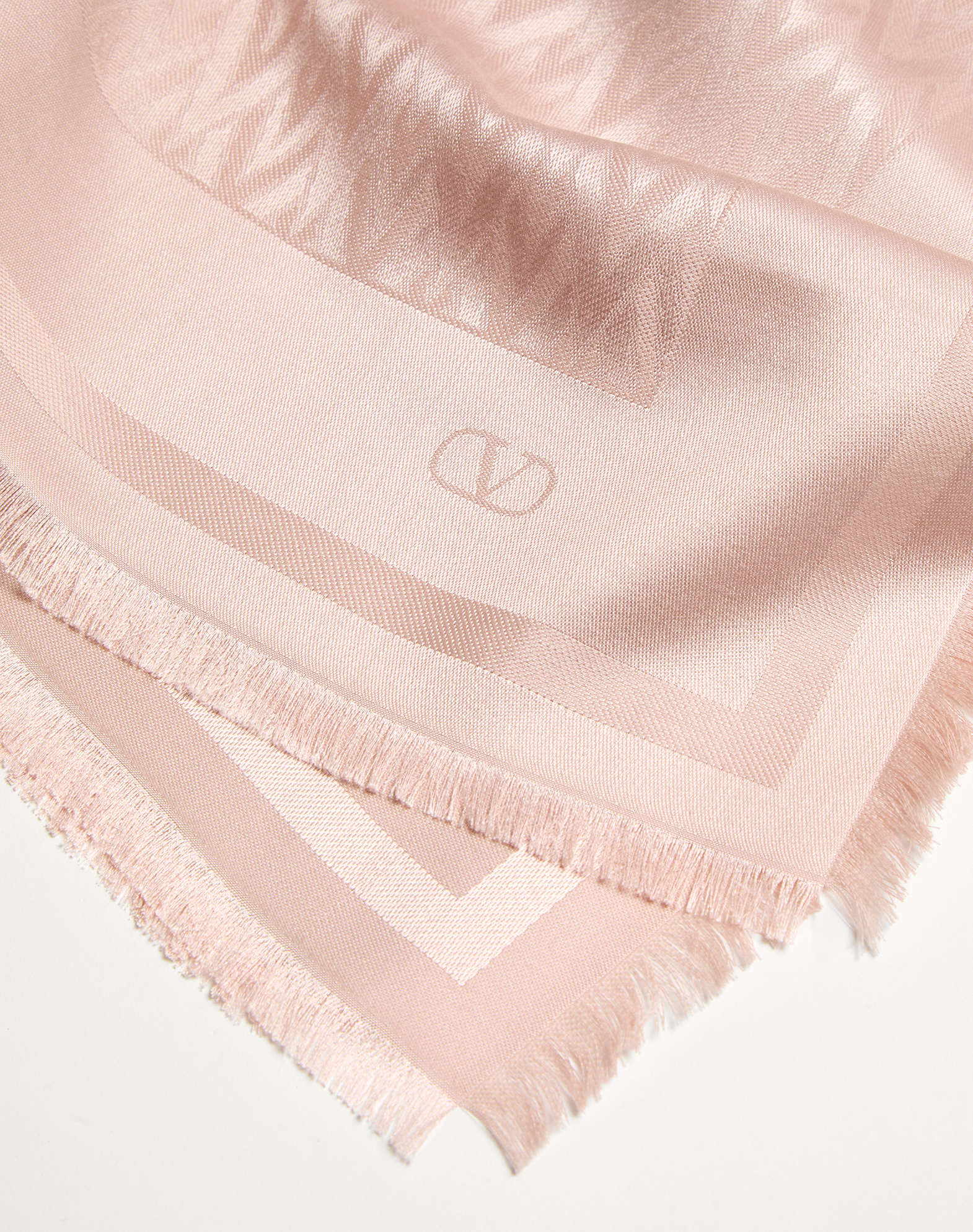 Valentino Fringed Scarf In Pink