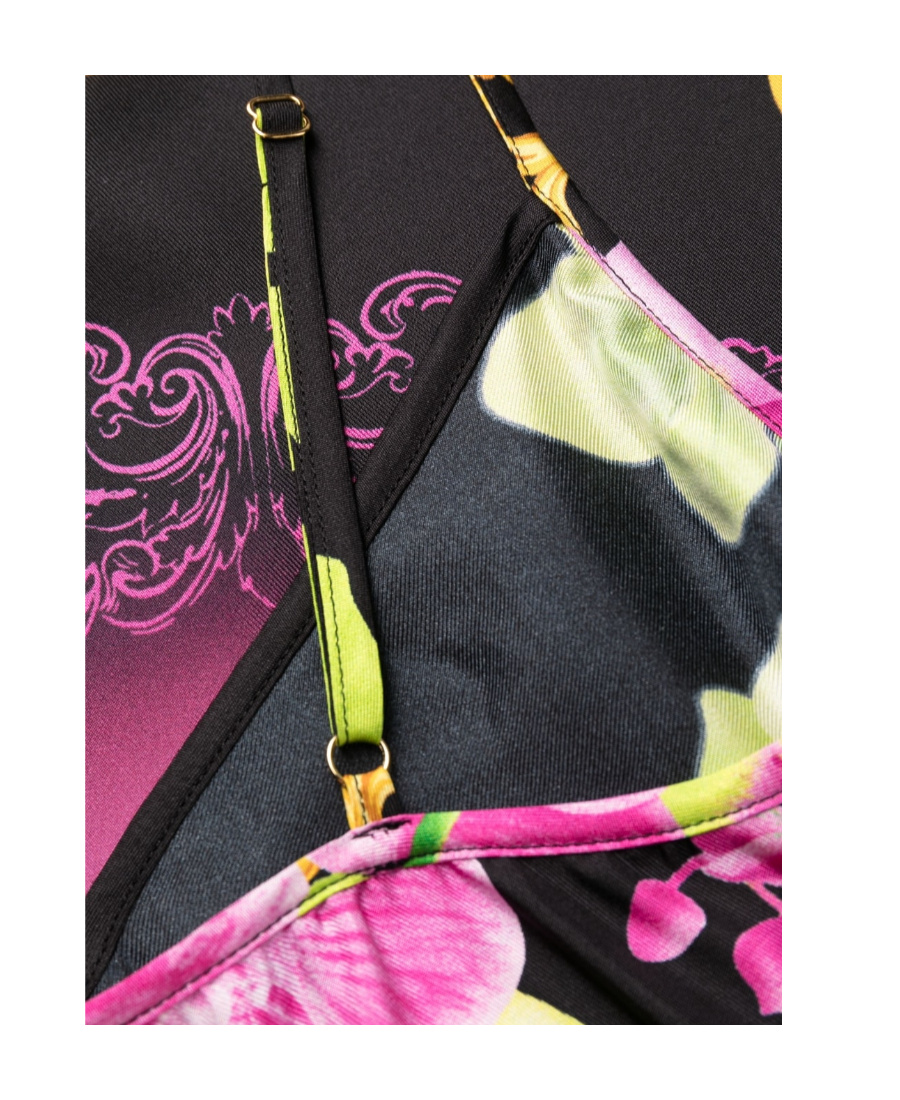 Versace Medusa-print Spaghetti-strap Dress In Multicolor