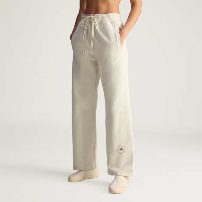 Adidas By Stella Mccartney Drawstring Cotton Track Pants In Neutral
