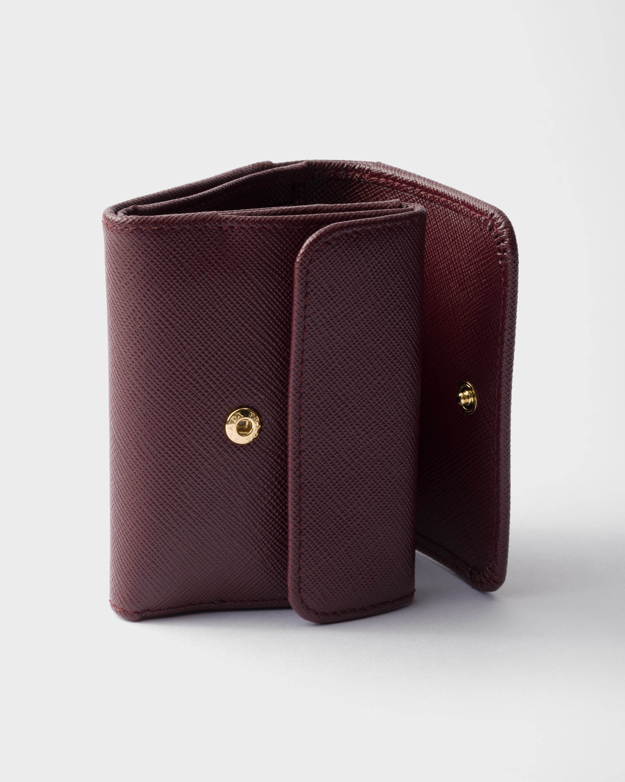 Prada Small Saffiano Leather Wallet In Burgundy