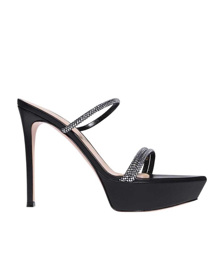 Gianvito Rossi Cannes Crystal-embellished Leather Platform Sandals In Black