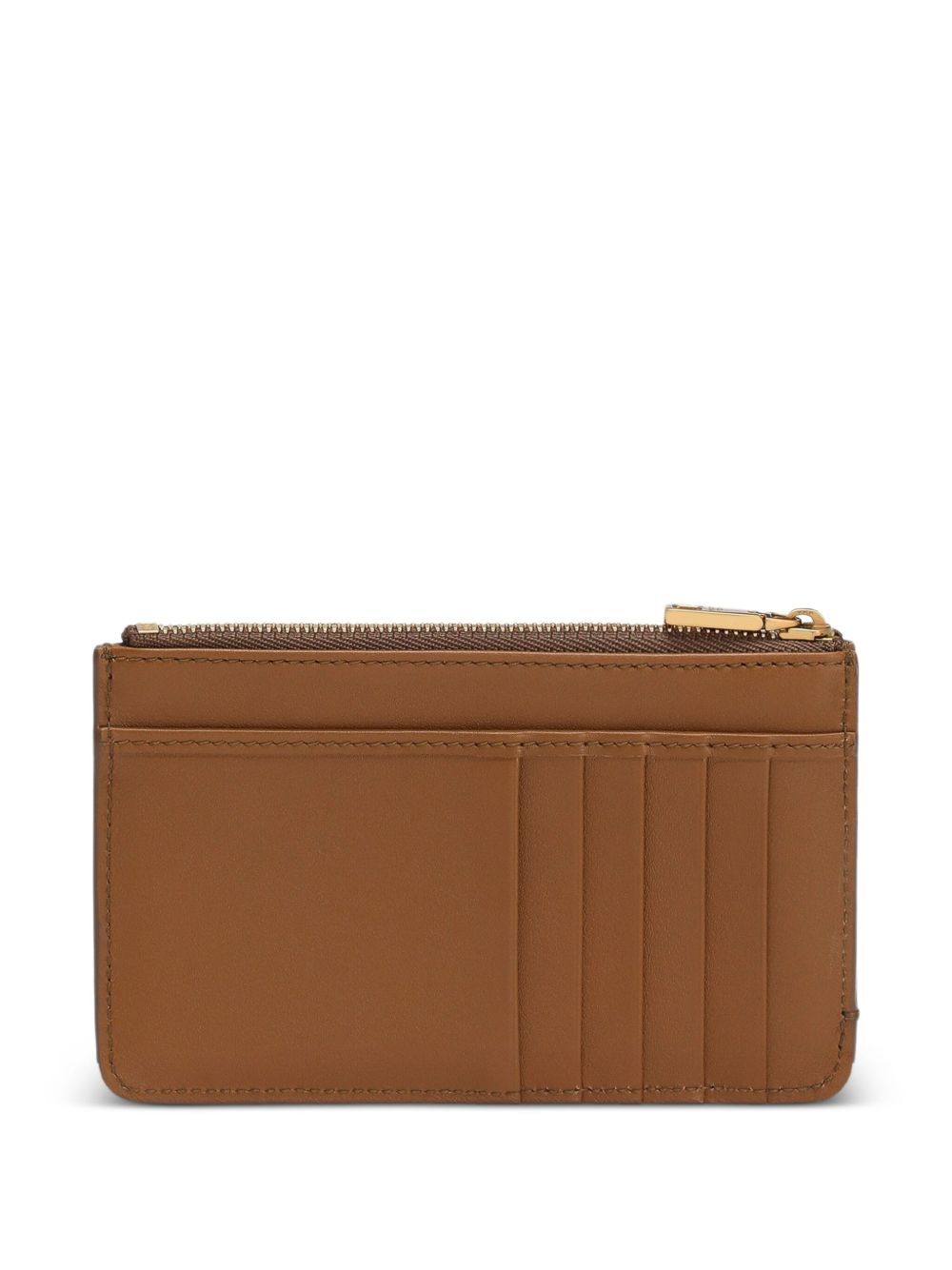 Dolce & Gabbana Dauphine Logo-plaque Zip-around Card Holder In Brown