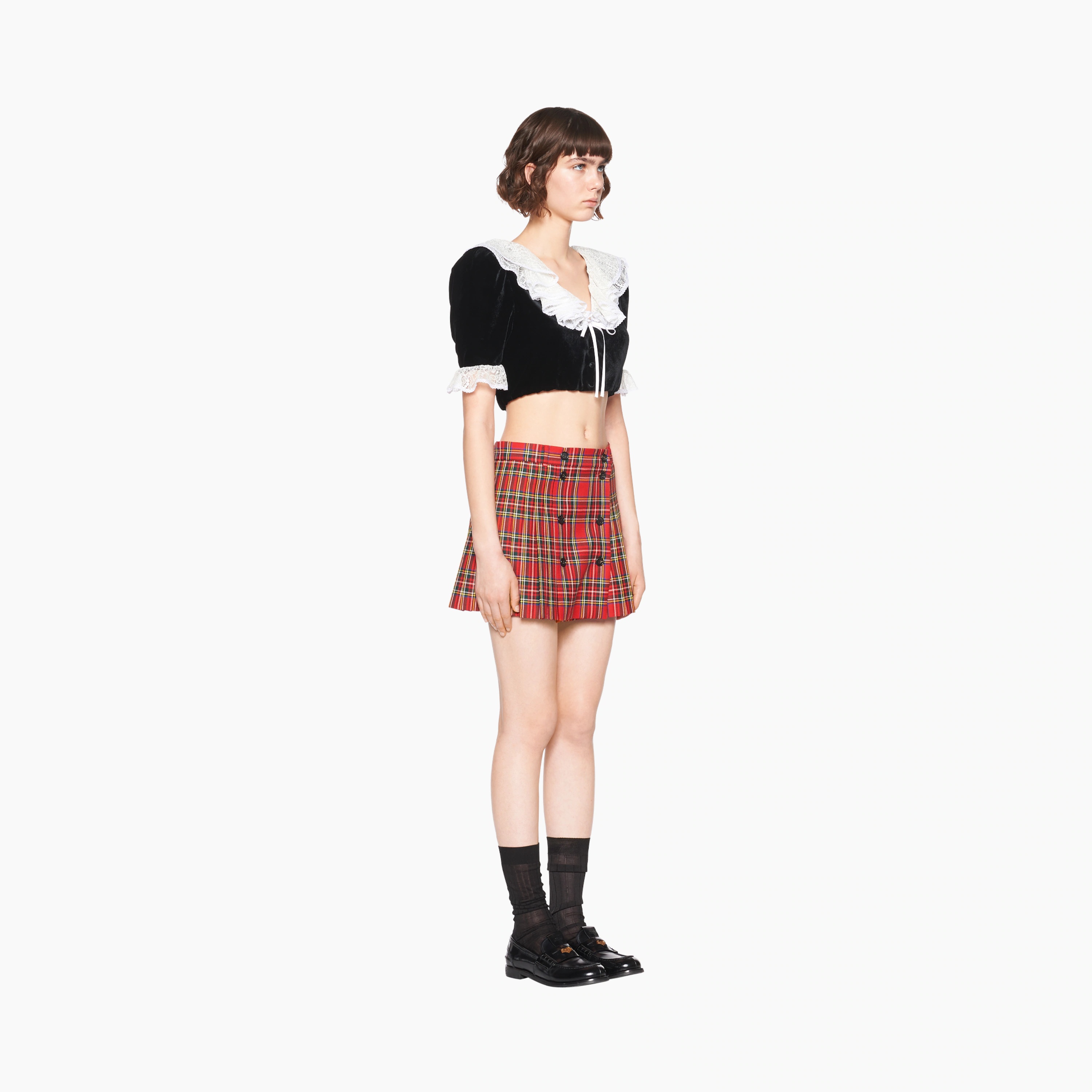 Miu Miu Plaid Skirt In Red