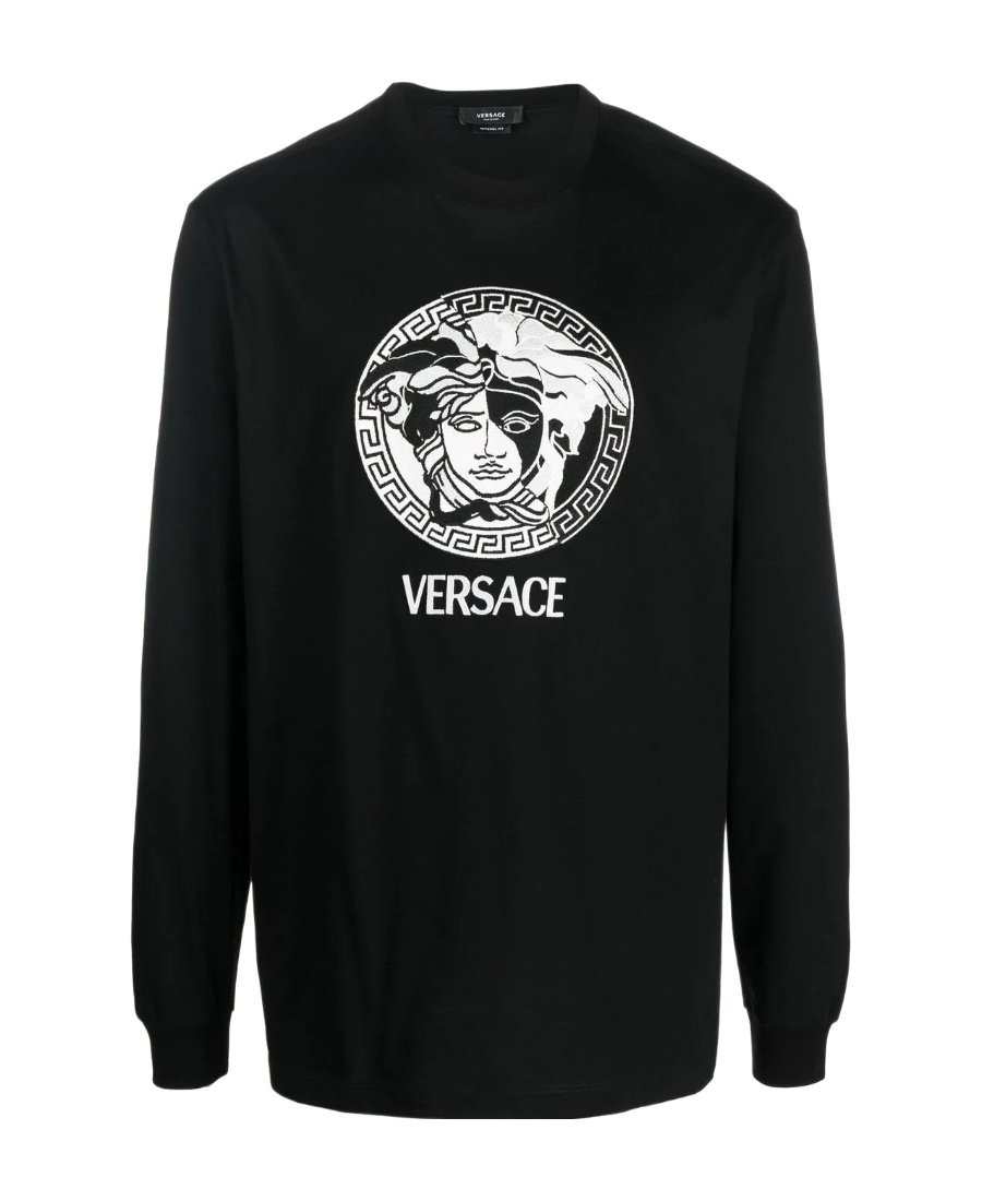 Versace Logo-print Cotton T-shirt In Black