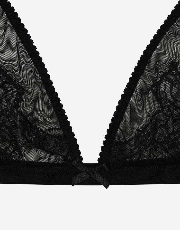 Dolce & Gabbana Floral-embroidered Mesh Bra In Black