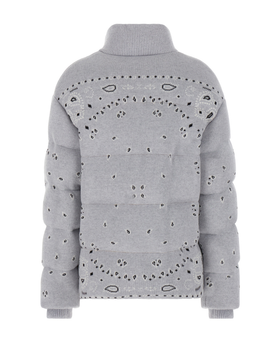 Alanui Wool Bandana Embroidered Down Jacket In Gray