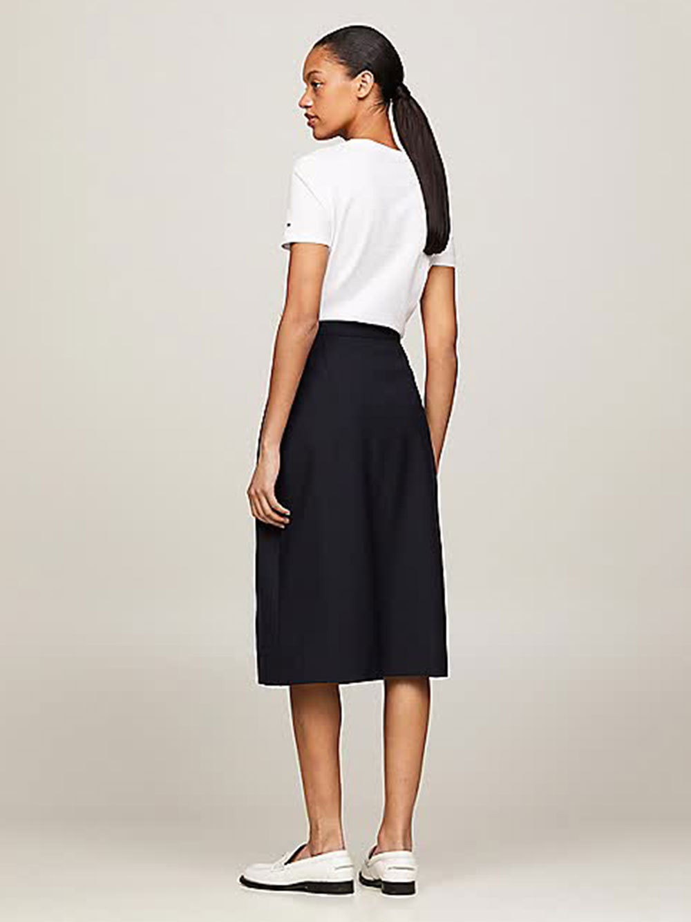 Tommy Hilfiger Gold Button Midi Skirt Clothing In Black