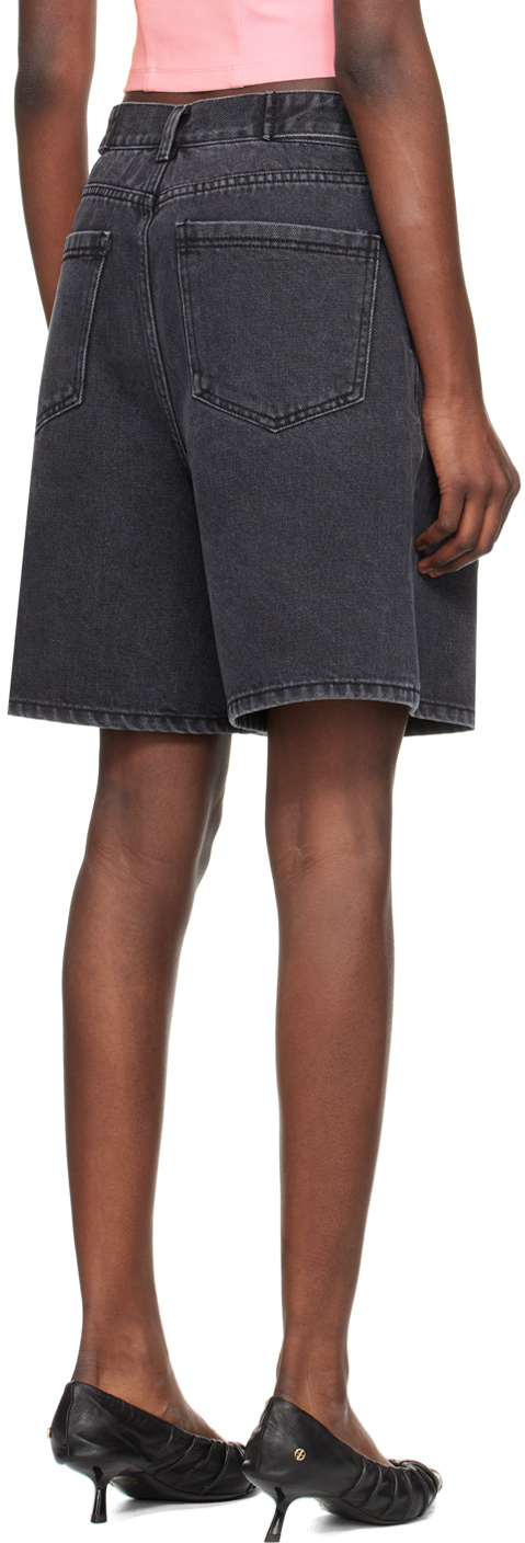 Kimhēkim Black Two Pocket Denim Shorts In Black