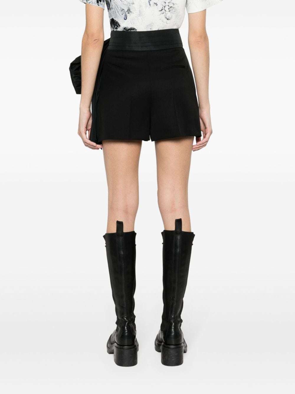Shop Alexander Mcqueen Oversize-bow Tailored Shorts In Black