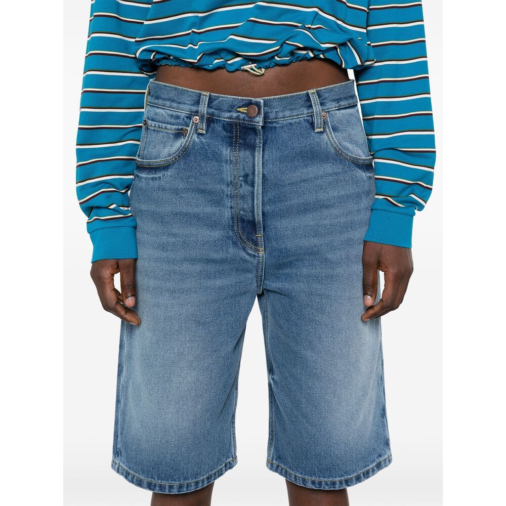 Prada Blue Bermuda Shorts In Washed Denim Women In Blue
