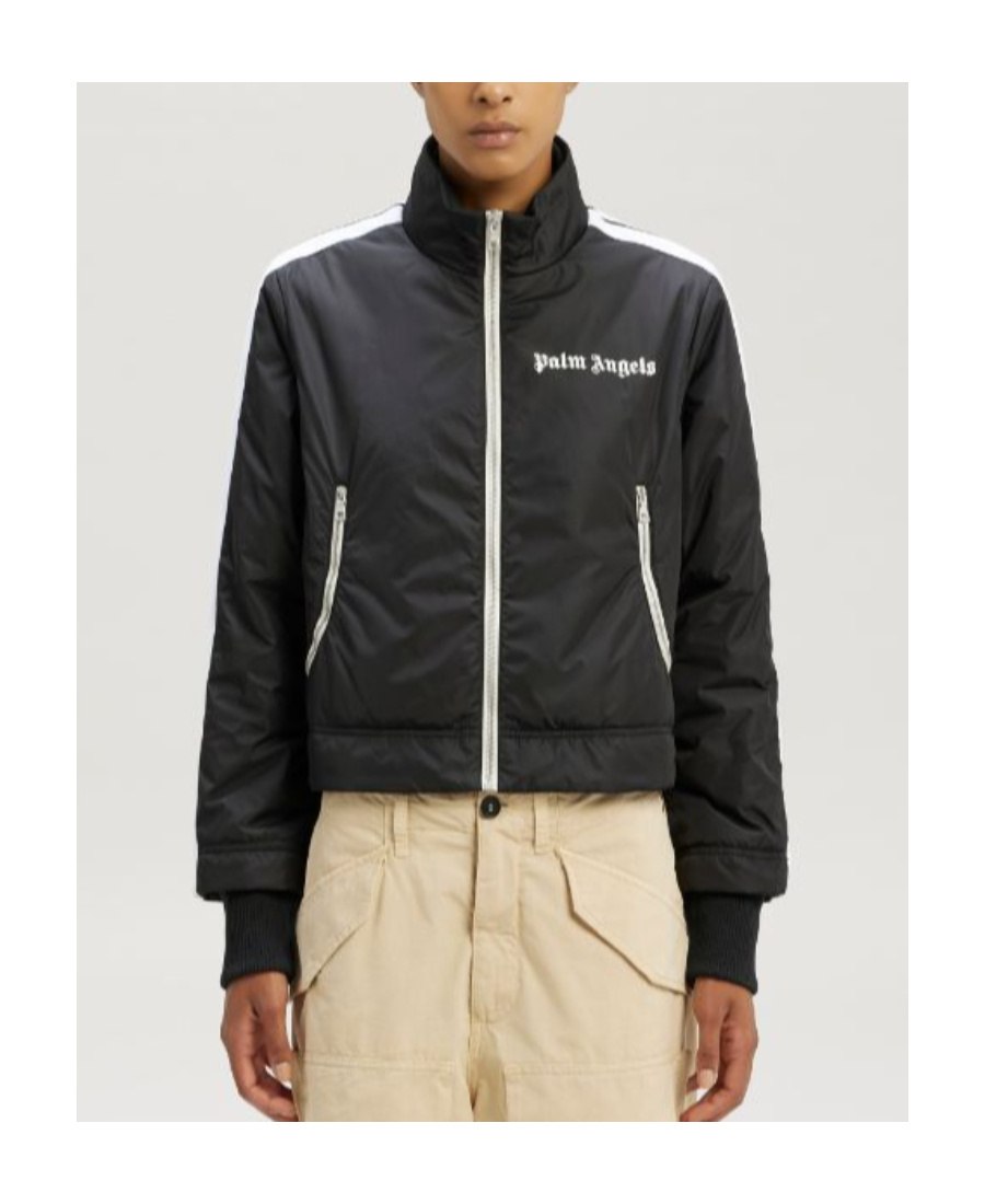 Palm Angels Lightweight Cropped Puffer Jacket In Black