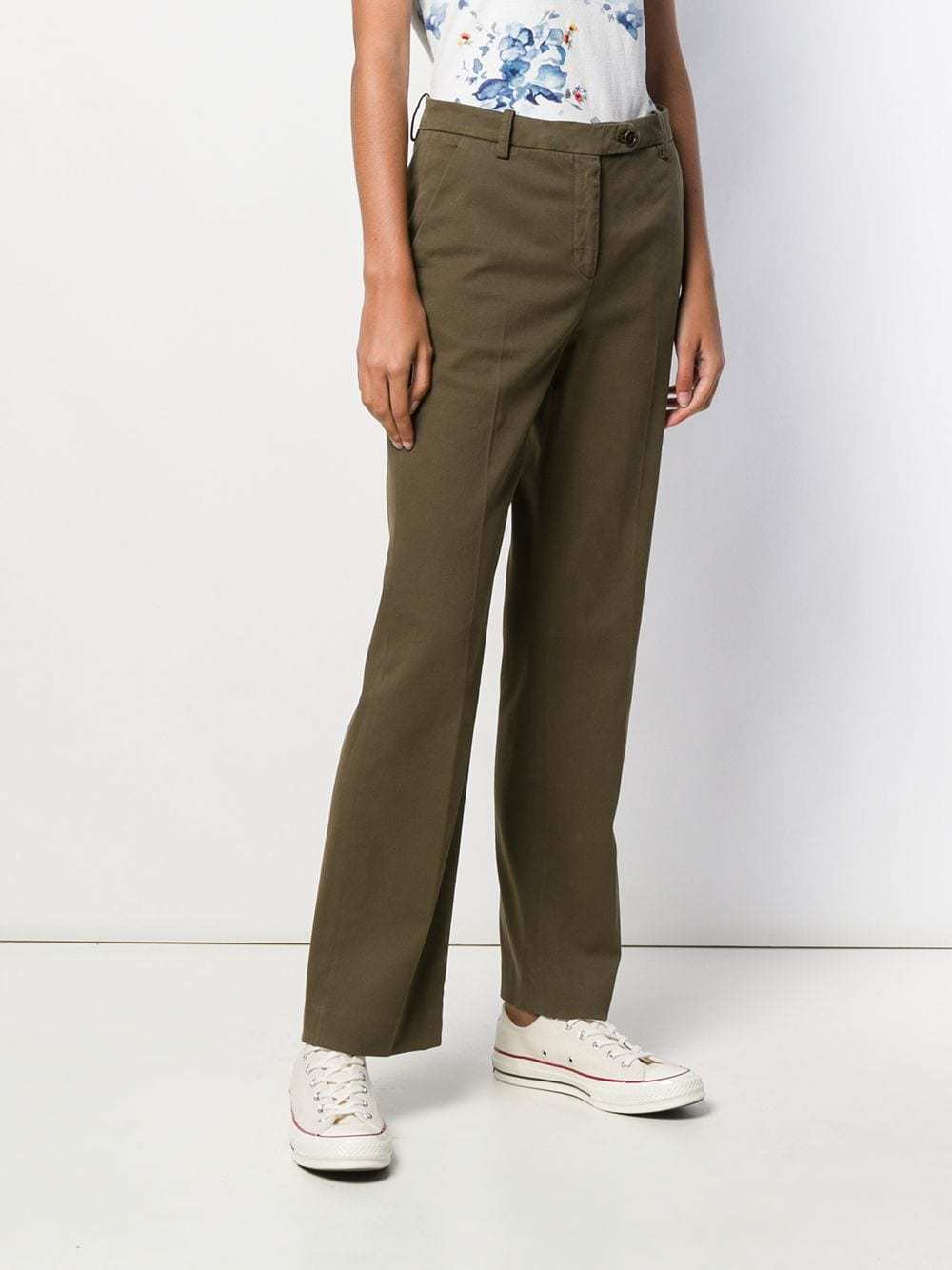 Aspesi Low-waist Flared Trousers In Green