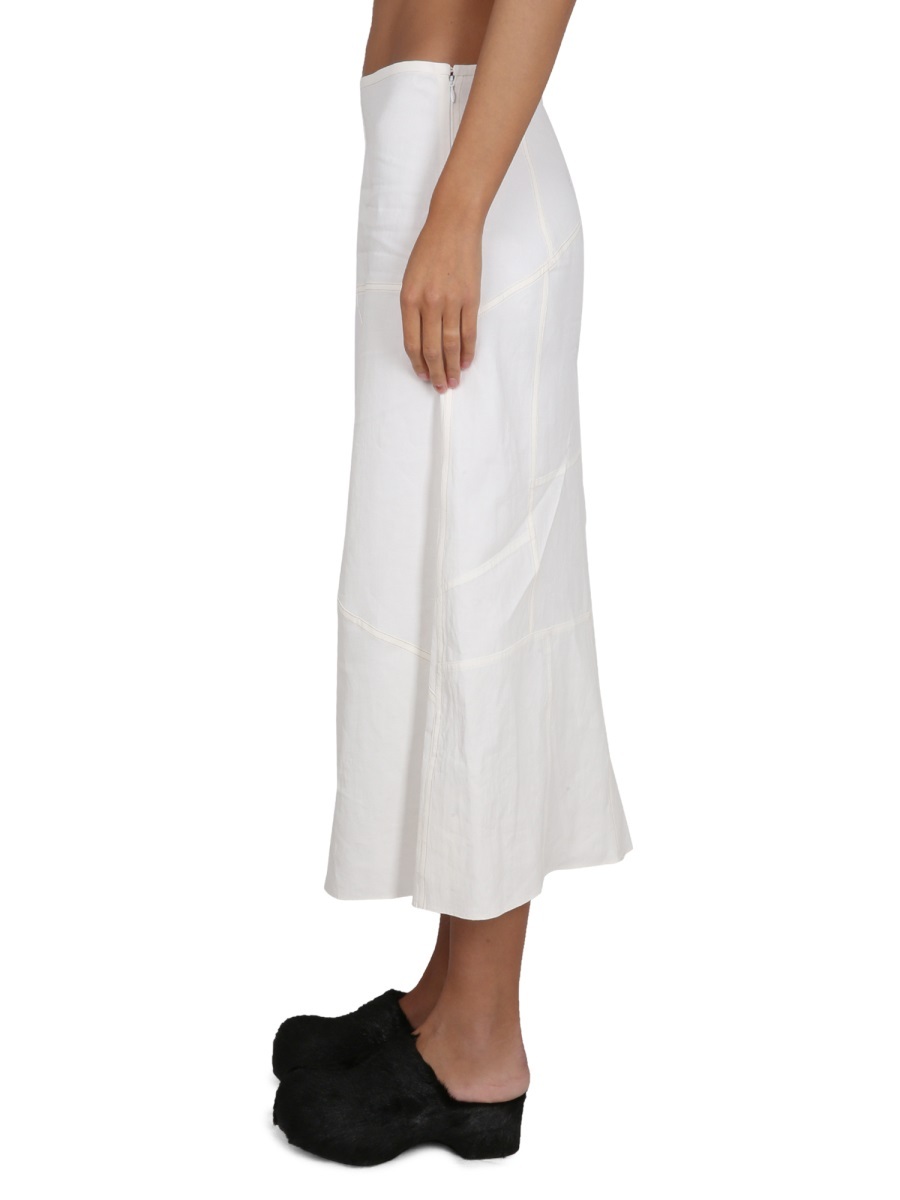 Jil Sander Flared Panelled Midi Skirt In White
