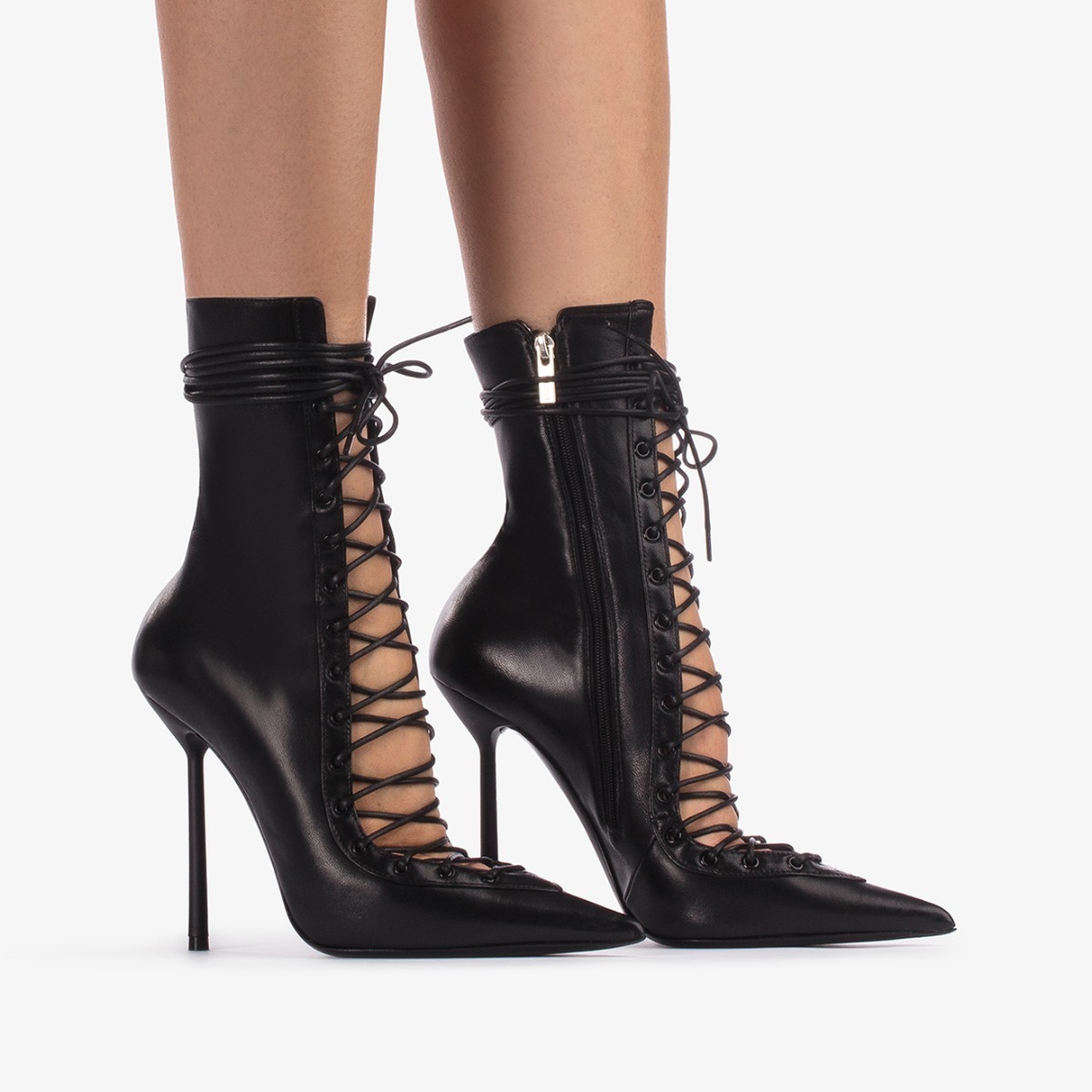 Le Silla Colette High Heels Ankle Boots In Black Leather In Black