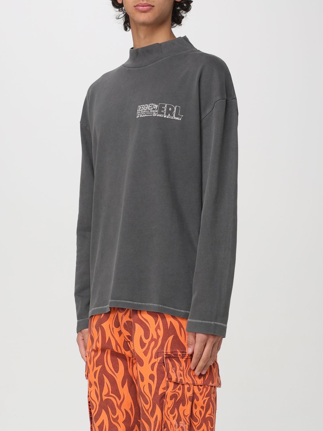Shop Erl Long-sleeved T-shirt In Black