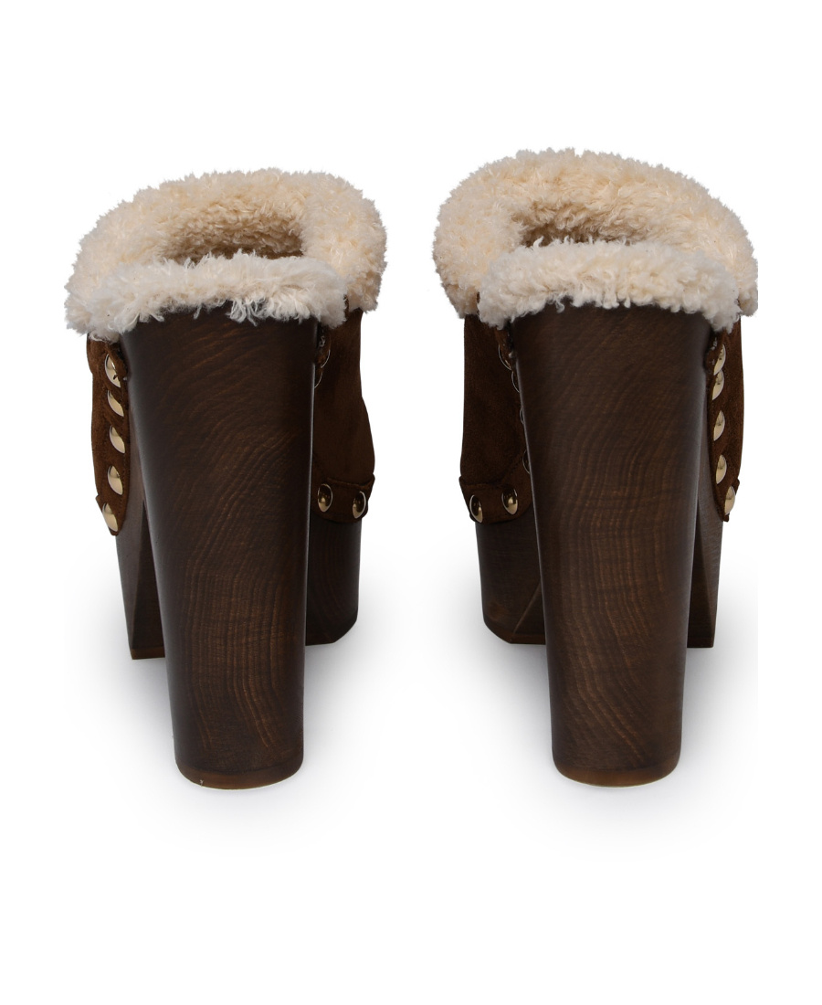 Dolce & Gabbana 130mm Suede Platform Clogs In Brown