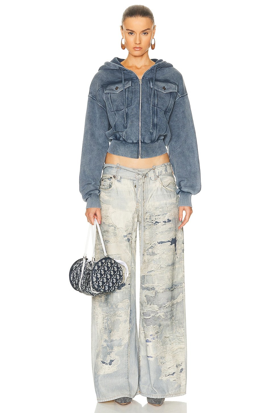 Acne Studios Belt Loop Denim Trousers In White