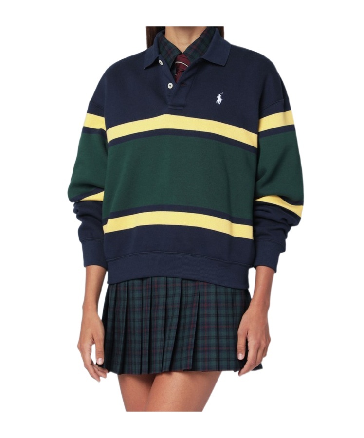 Polo Ralph Lauren Long-sleeved Polo In Stripes In Multi