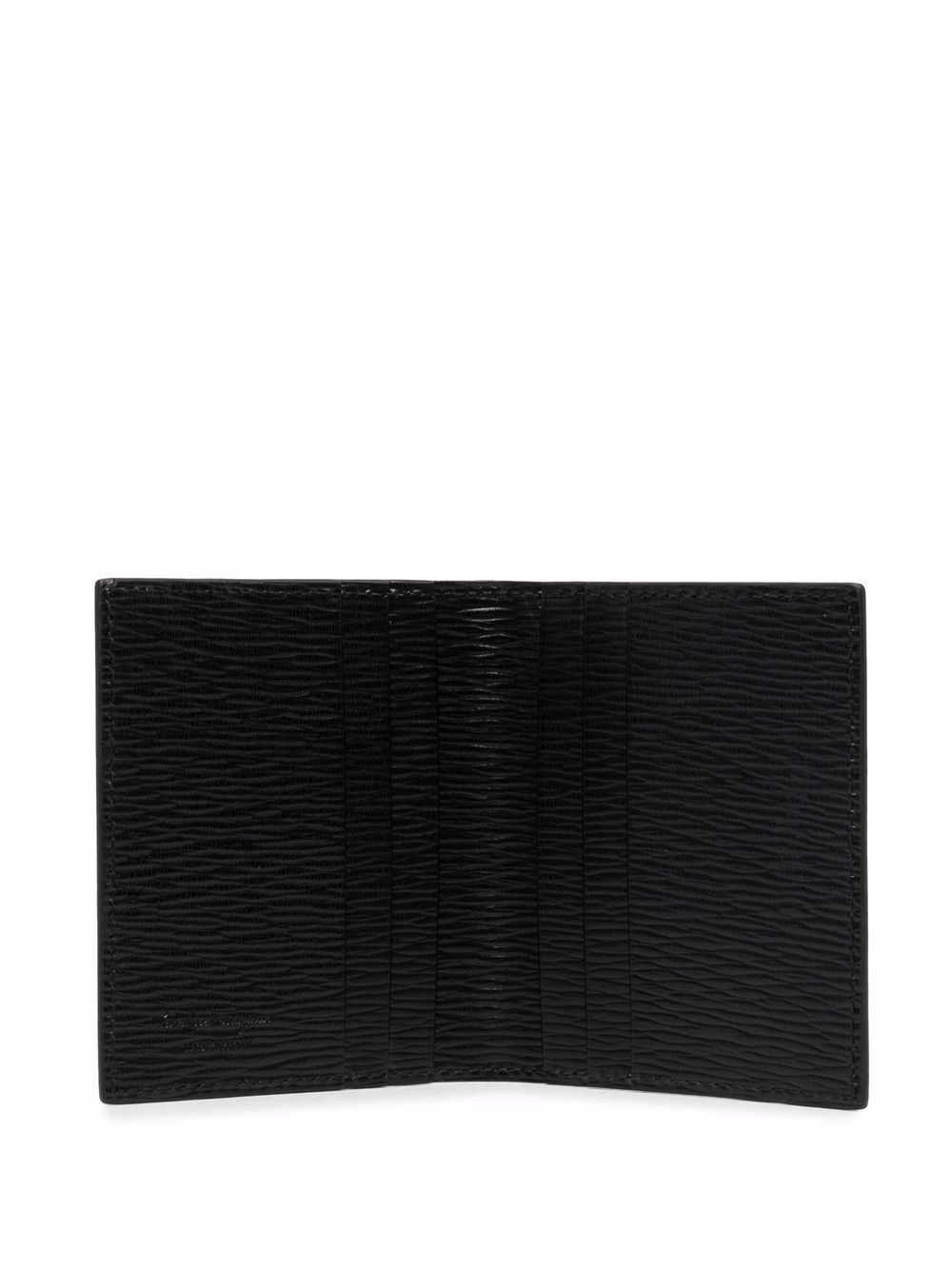 Ferragamo Black Cardholder With Gold-tone Gancini Logo In Calf Leather Man In Black