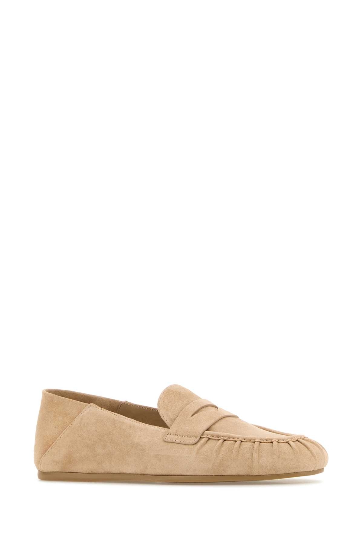 Stuart Weitzman Suede Finish Round Toe Brooks Loafers In Brown