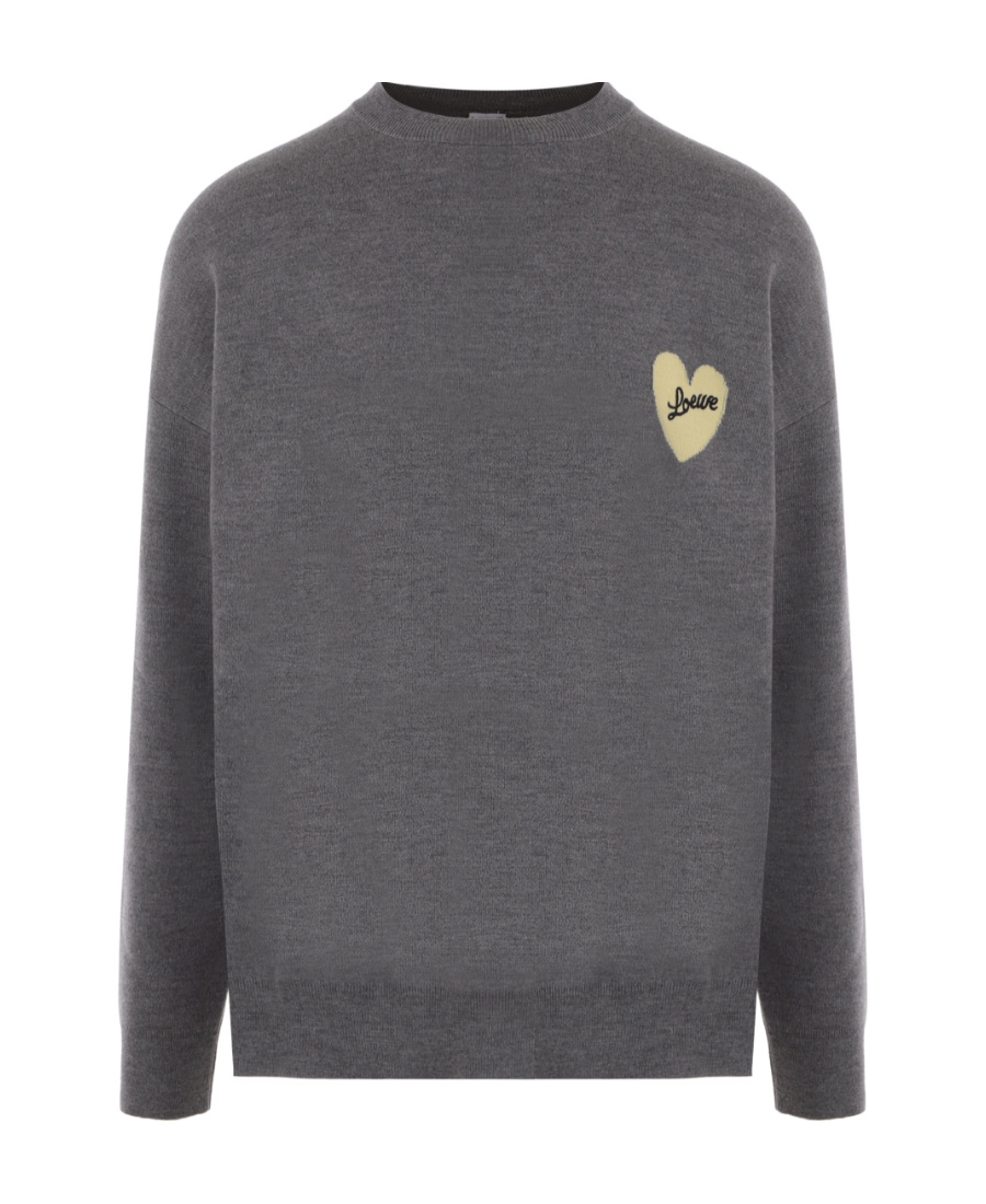 Loewe Heart Intarsia Dropped Shoulder Sweater In Gray