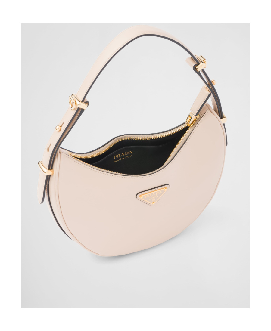 Prada Arqué Leather Shoulder Bag In Nude