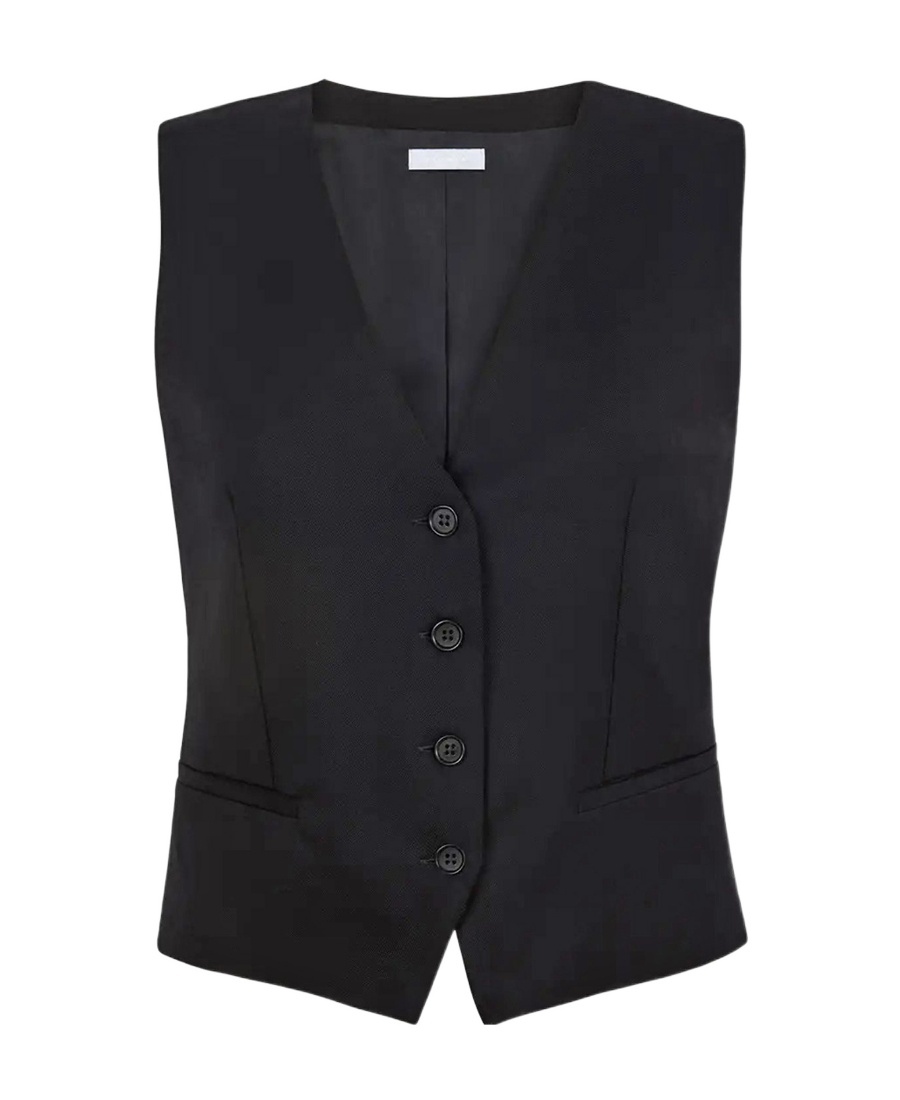 P.a.r.o.s.h Black Vest With Button Closure In Black