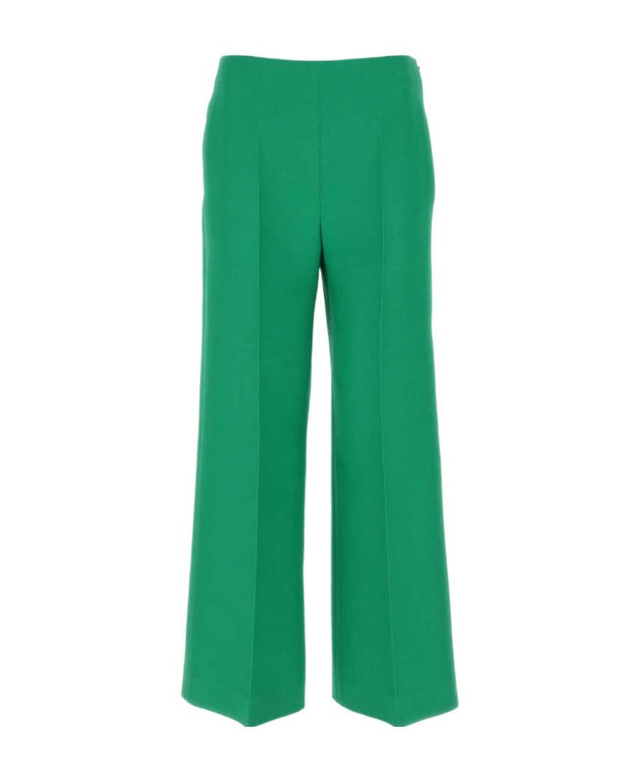 Valentino Wide-leg Wool-silk Trousers In White