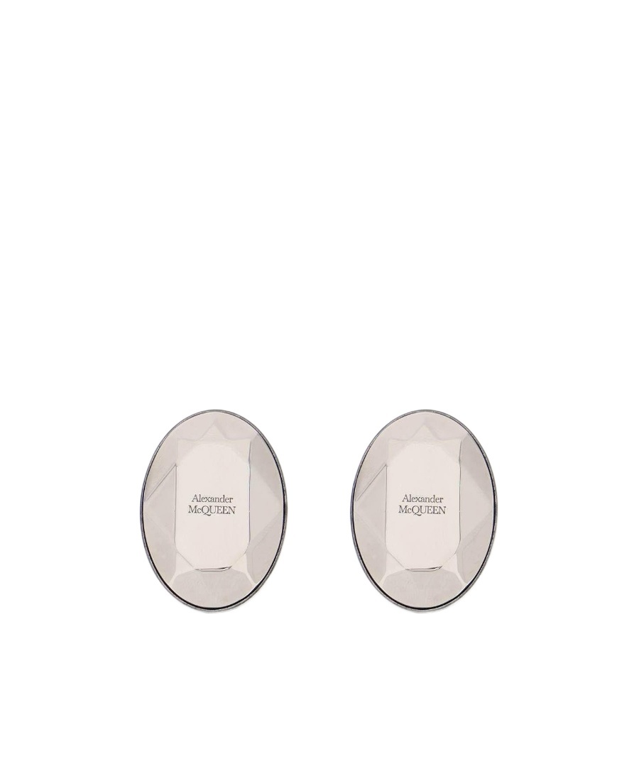 Alexander Mcqueen Stud Earrings With Faceted Stone In White