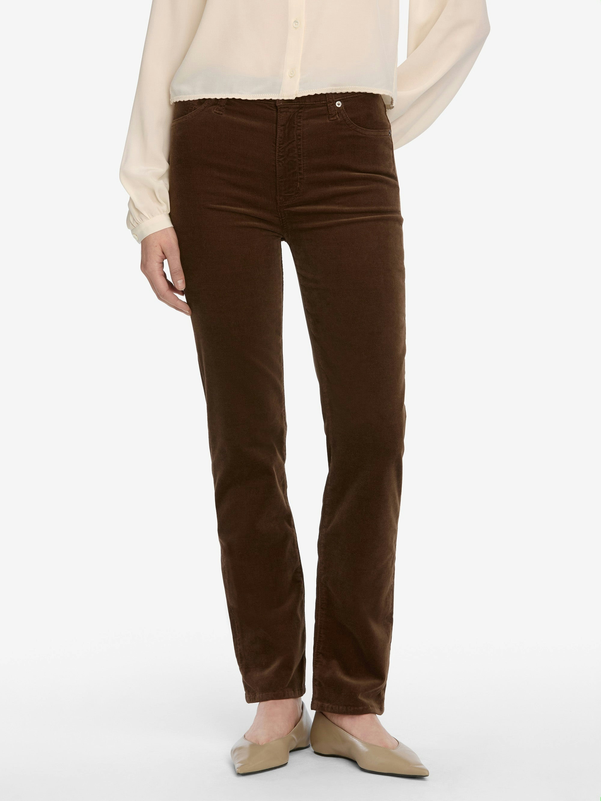 Frame High-waisted Straight-leg Casual Pants In Brown