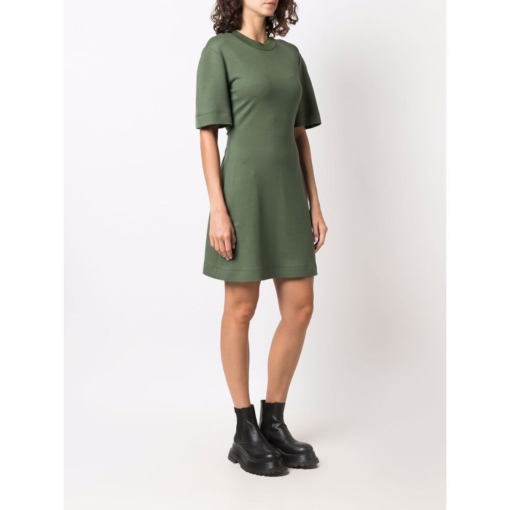 Alexander Mcqueen Rear Logo-print Mini Dress In Green