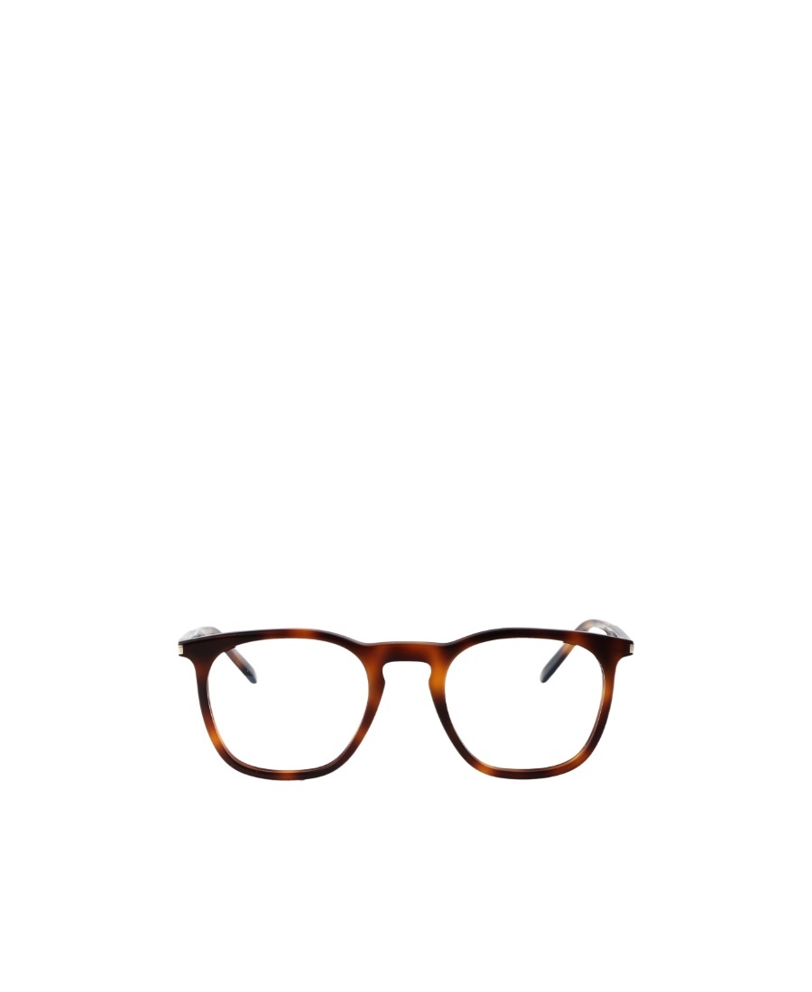 Saint Laurent Matte-effect Square-frame Glasses In Brown