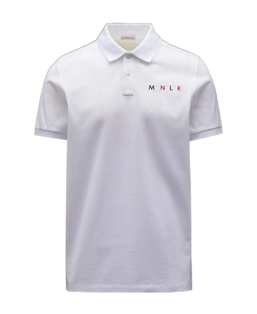 Moncler Logo-embroidered Polo Shirt In White