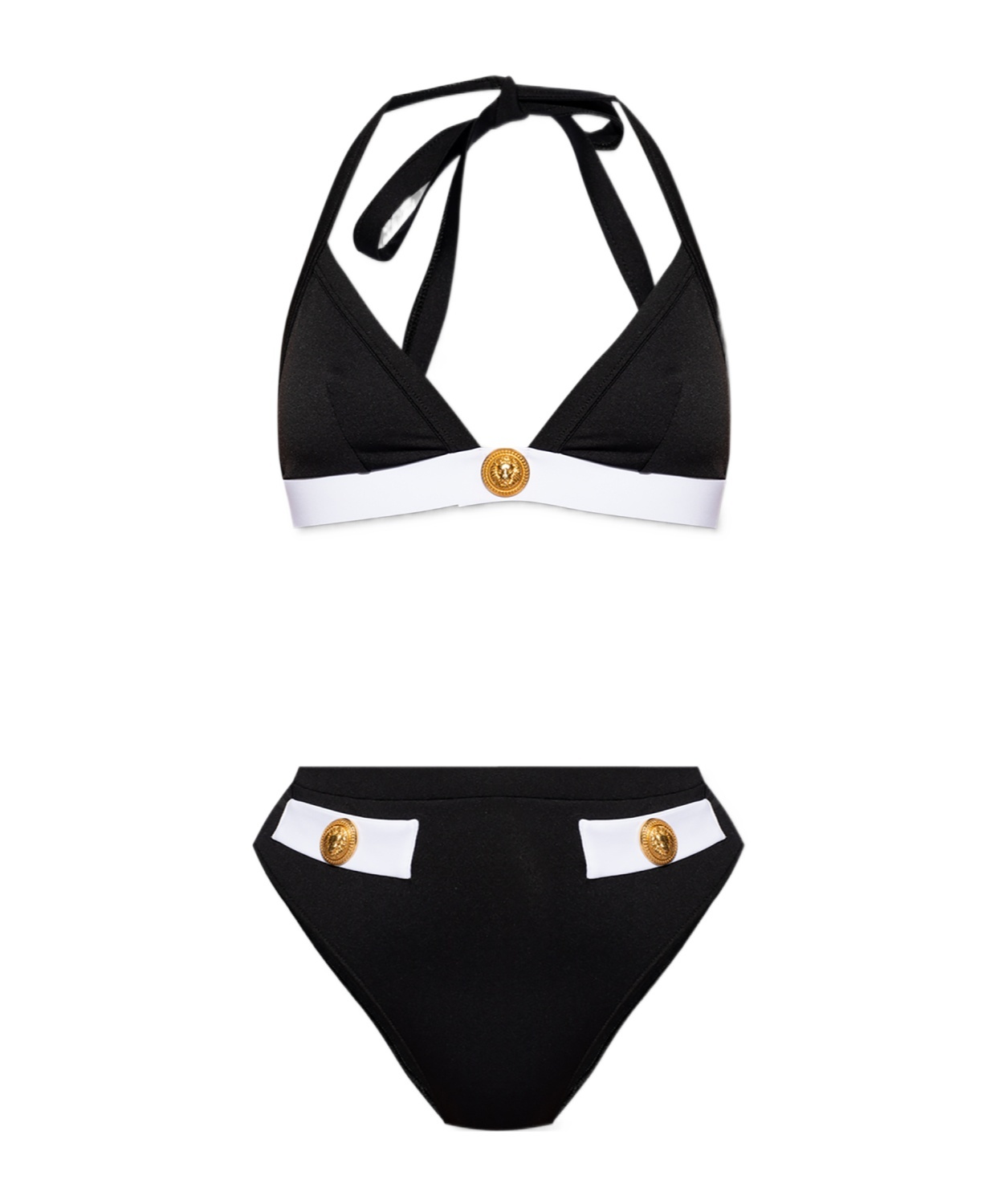 Balmain Two-piece Swimming Costume With Buttons In Black