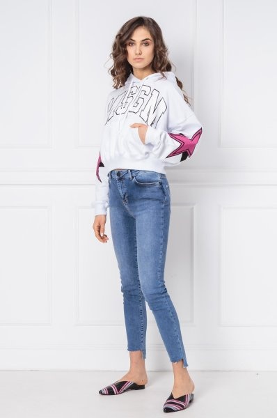 Msgm Logo Hooded Sweater In White