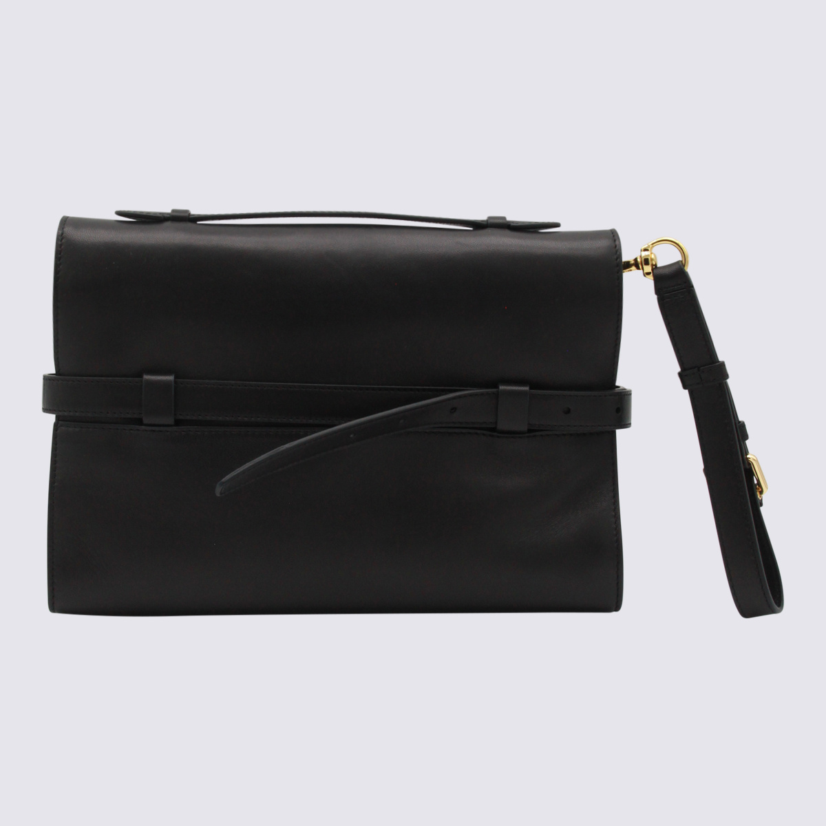 Moschino Strap Detail Top Handle In Black