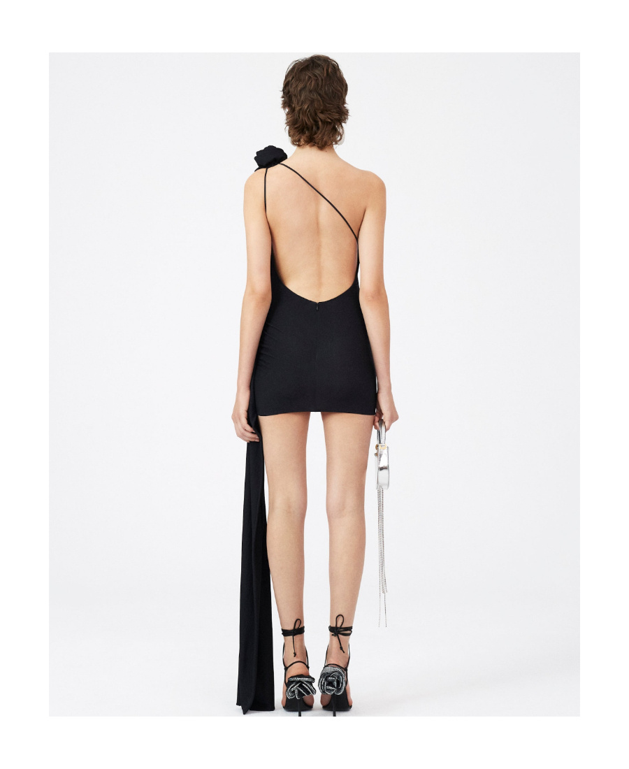 Magda Butrym One-word Shoulder Strap Mini Dress In Black