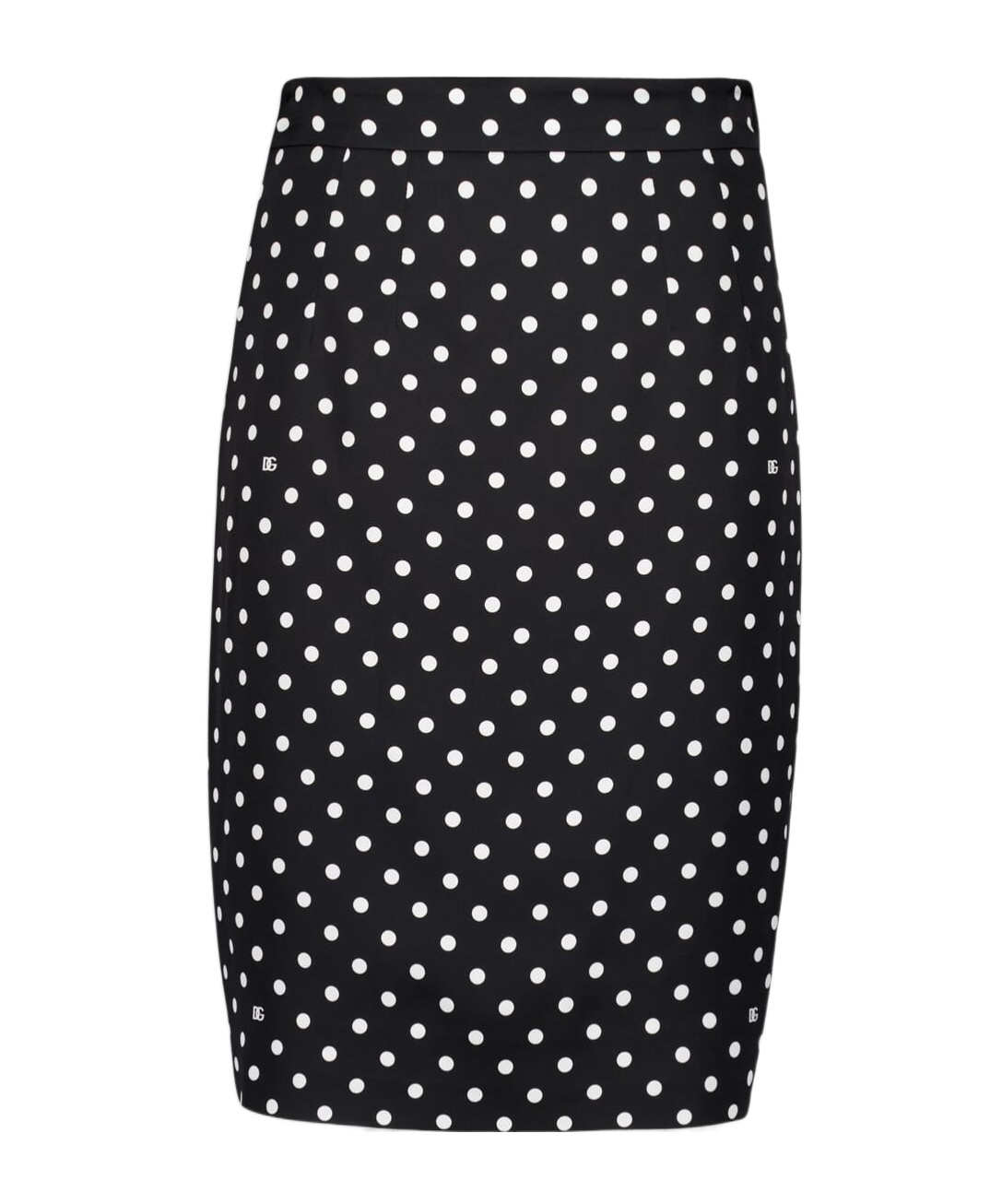 Dolce & Gabbana Capri Polka-dot Charmeuse Pencil Skirt In Black