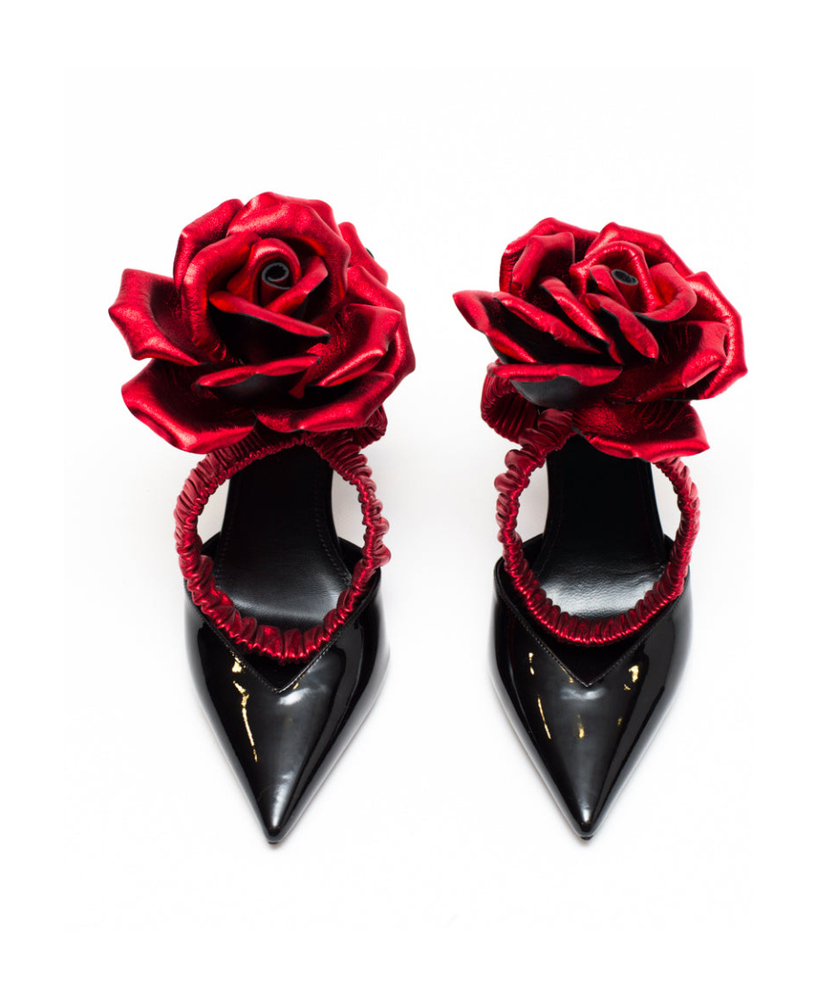 Saint Laurent Freja Flower High Heels In Black